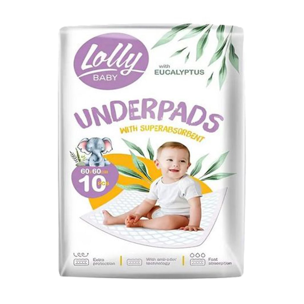Дитячі пелюшки гігієнічні поглинальні Lolly Underpads, 60*60 см, 10 шт